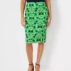 Floral Linen Blend Side Slit Pencil Skirt