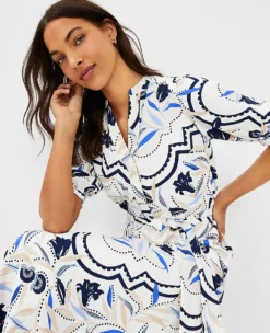 Tile Print Belted Shirtdress -ChicMeadow Shop 610419 7879 ALT2