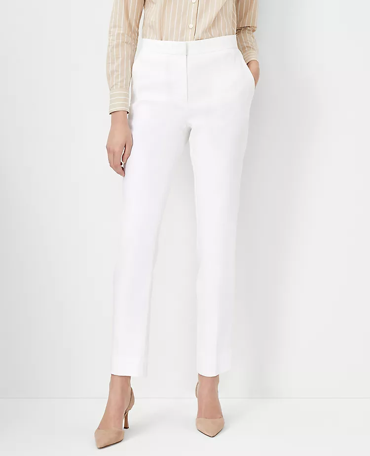 The Eva Ankle Pant In Herringbone Linen Blend - Curvy Fit 1 The Eva Ankle Pant In Herringbone Linen Blend - Curvy Fit