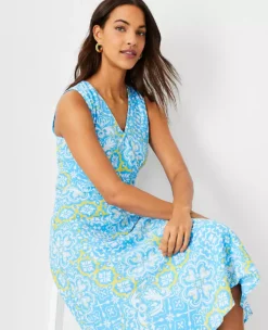 Tile Print Wrap Flare Dress -ChicMeadow Shop 613235 2643 ALT2