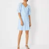 Striped Puff Sleeve Wrap Dress