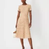 Eyelet Pleated Belted Dress