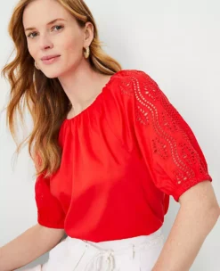 Eyelet Raglan Sleeve Top -ChicMeadow Shop 613245 1362 ALT2