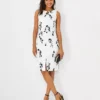Floral Cotton Linen Sheath Dress
