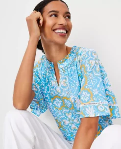 Tile Print Cutout Flutter Sleeve Top 5 Tile Print Cutout Flutter Sleeve Top -ChicMeadow Shop 613727 2643 ALT2