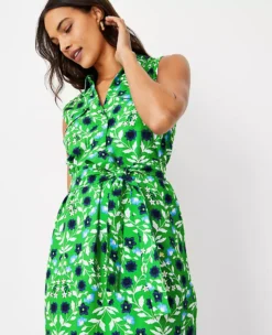 Floral Linen Blend Sleeveless Pocket Shirtdress -ChicMeadow Shop 613788 4894 ALT2