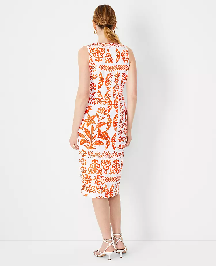 Botanical Tie Waist Sheath Dress 2 Botanical Tie Waist Sheath Dress - Image 2