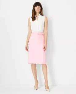 The Belted Seamed Pencil Skirt In Linen Blend -ChicMeadow Shop 613806 0663 ALT2