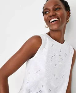 Floral Cutout Lace Mixed Media Shell