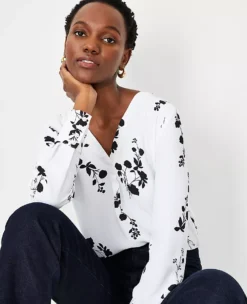 Floral Mixed Media Pleat Front Top -ChicMeadow Shop 613833 9192 ALT2