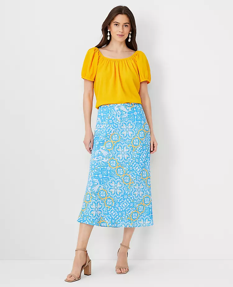 Tile Print Side Zip Midi Skirt 3 Tile Print Side Zip Midi Skirt - Image 3