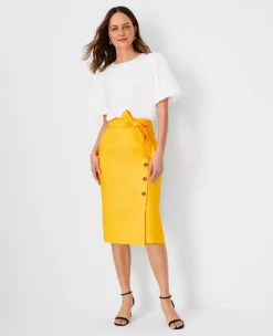 Linen Blend Button Wrap Pencil Skirt -ChicMeadow Shop 614230 6943 ALT2