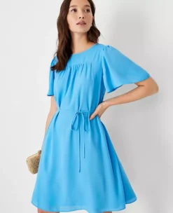 Flutter Sleeve Belted Shift Dress -ChicMeadow Shop 614300 2643 ALT2