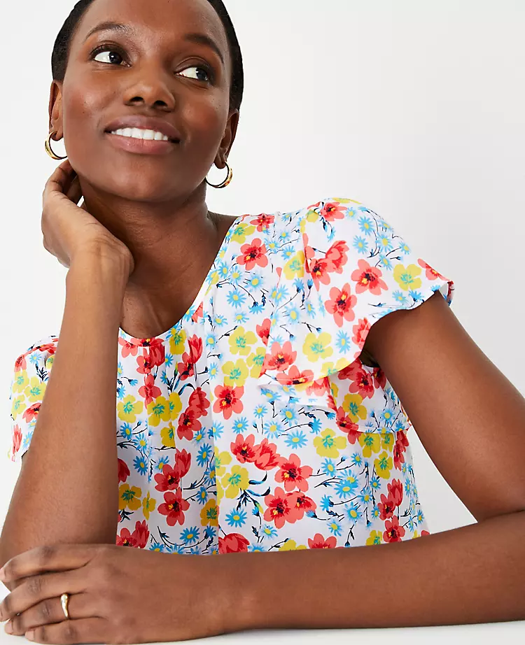 Floral Ruffle Sleeve Top 1 Floral Ruffle Sleeve Top