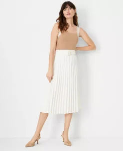 Belted Pleated Midi Skirt -ChicMeadow Shop 615244 9192 ALT2