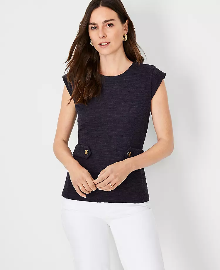 Button Tab Cap Sleeve Top 1 Button Tab Cap Sleeve Top